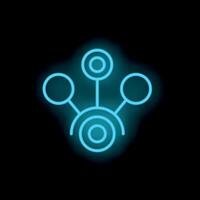 Glowing neon blue hierarchy icon on a black background vector