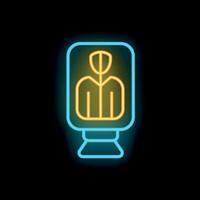 Neon sign representing security check point with person passing by metal detector vector
