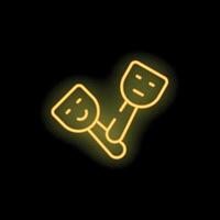 Neon icon of comedy and tragedy masks representing theater vector