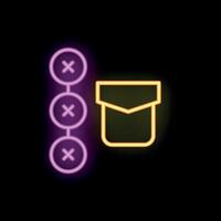 Neon icon of three cross marks representing votes removing a candidate from ballot voting box vector