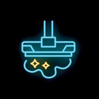Neon sign of automatic floor scrubber cleaning and shining a floor vector