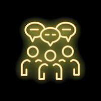 Neon icon of people discussing with speech bubbles vector
