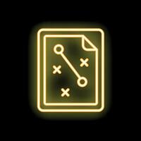 Bright yellow neon sign showing a tactical plan on a black background vector