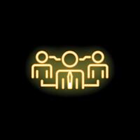 Neon icon of business people connected by lines representing social network vector