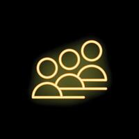 Neon icon of three people standing together forming a team vector