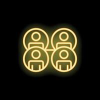 Neon icon of four people sharing information and communicating vector