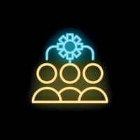 Neon icon style illustration of teamwork and collective intelligence vector