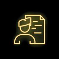 Neon icon of candidate profile for human resources recruitment process vector