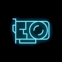 Neon icon of computer hardware component card gpu vector