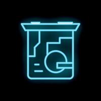 Neon icon of computer processor glowing on dark background vector