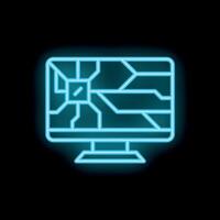 Neon icon of computer showing printed circuit board vector