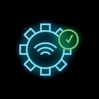 Neon icon of wifi setting showing connection approved vector