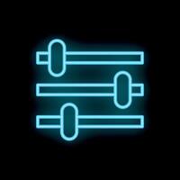Neon blue slider icon representing adjusting levels and settings vector
