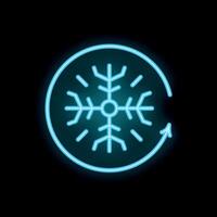 Neon snowflake icon depicting frozen food conservation process vector