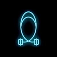 Neon icon of skipping rope glowing on dark background vector