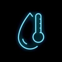 Neon icon of water drop and thermometer showing temperature vector