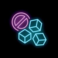 Neon sign representing sugar cubes with prohibition symbol for sugar free concept vector