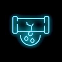 Neon sign depicting water leaking from a broken pipe vector
