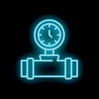Neon blue water meter icon showing time remaining on black background vector