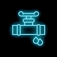 Glowing neon water pipe leaking on black background vector