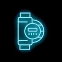 Glowing neon line water meter icon isolated on black background vector