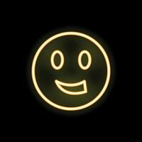 Neon yellow smiley face smiling on black background vector