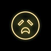 Neon icon of sad face showing disappointment vector