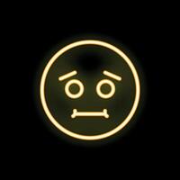 Yellow neon sad face expressing negative emotions vector