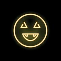 Neon vampire face glowing on black background vector