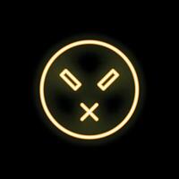 Neon icon of emoji showing frustration with closed eyes and mouth vector
