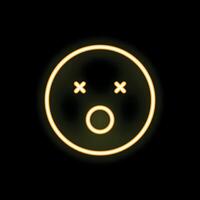 Neon yellow emoji is expressing shock with its mouth open and eyes crossed vector