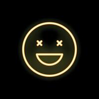 Neon yellow emoji smiling with eyes crossed icon vector