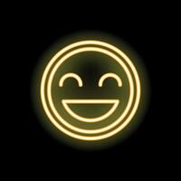 Neon yellow smiley face glowing on black background vector