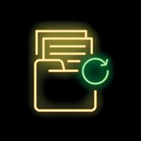 Neon icon of folder with documents representing data recovery concept vector