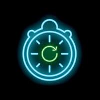 Blue neon clock showing recurring time event vector