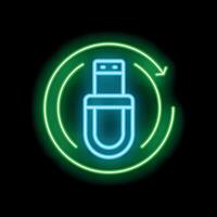 Neon green usb flash drive icon circulating in green circle vector
