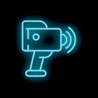 Neon sign showing speed camera recording traffic speeding vector
