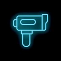 Neon icon of camera filming on black background vector