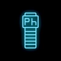 Neon icon of electronic ph meter showing alkalinity level vector