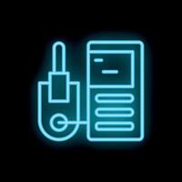 Neon computer mouse icon glowing on black background vector