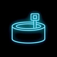 Neon sign showing a hot tub with thermometer displaying high temperature vector