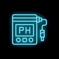 Neon icon of digital ph meter showing ph level vector