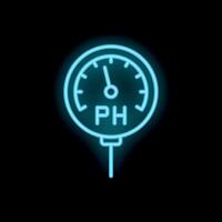 Neon icon of ph meter showing acidity and alkalinity level vector