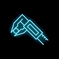 Neon icon of a caliper measuring a small sphere vector