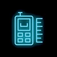 Neon glowing digital laser measuring tool icon on dark background vector