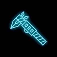 Blue neon vernier caliper showing concept of measurement on black background vector