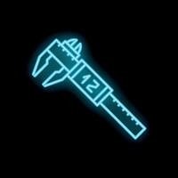 Neon caliper measuring icon glowing on dark background vector