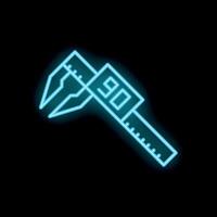 Neon vernier caliper showing a measurement on a black background vector