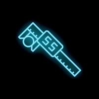 Glowing neon icon of a caliper measuring tool on a black background vector