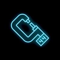 Neon sign of caliper measuring instrument shining in the dark vector